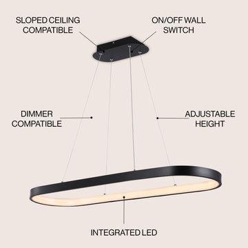 Nolan Modern Contemporary Iron Integrated LED Pendant - JONATHAN Y